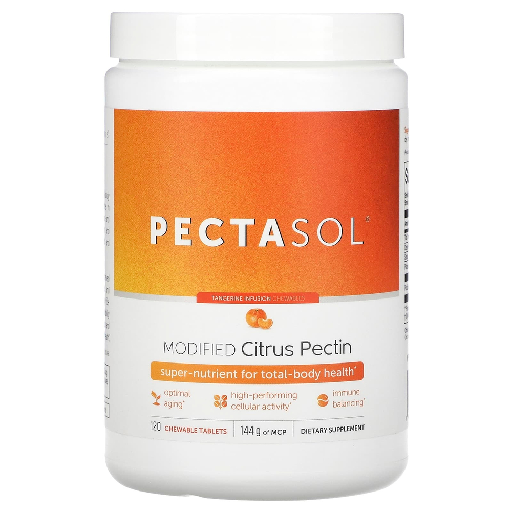 Econugenics, PectaSol®, модифицированный цитрусовый пектин, настойка мандарина, 120 жевательных таблеток