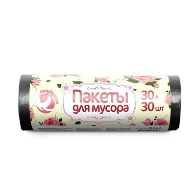 Пакеты для мусора ГОЛУБУШКА, 30л, 30шт