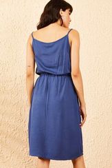 Qadın üçün ipli, beli kəmərli, midi, düyməli don 10091045