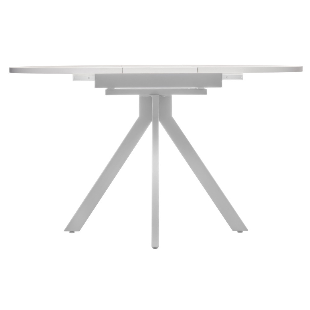 Стол Rudolf круглый раскладной 100-130x100x75см, белый мрамор, белый