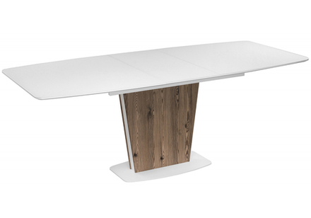 Стол стеклянный Woodville Оливер лиственница горная, белый