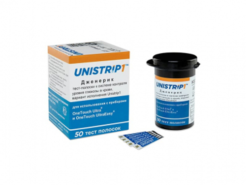 Тест-полоски Unistrip 1 для глюкометров (50 шт.)
