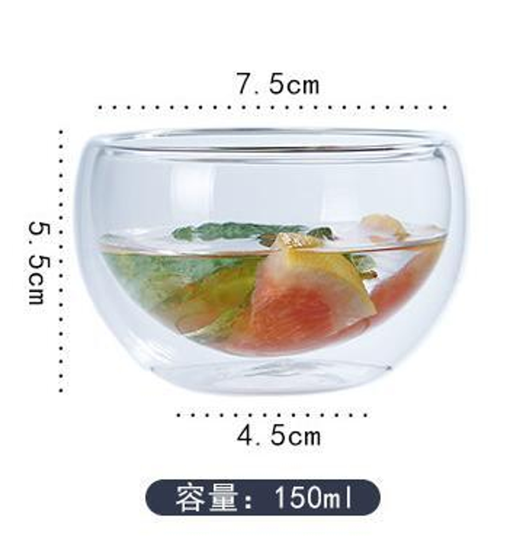 298018 Пиала "Необжигайка" с двойными стенками 150мл, h=5,5см, d=7,5см, стекло