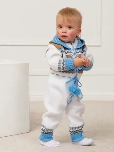 Вязаный комбинезон для новорожденных и малышей на молнии