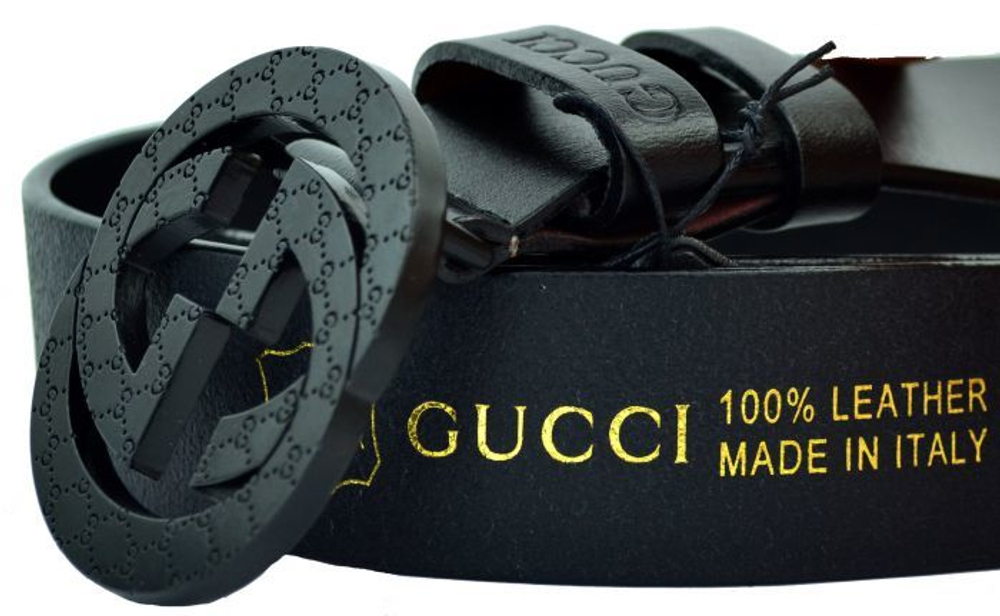 Ремень мужской из кожи для джинс чёрный Gucci (копия) 40 мм 40brend-KZ-116