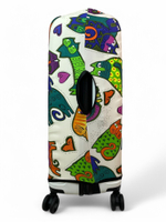 Чехол на чемодан 28", цвет белый/разноцветный, Коты