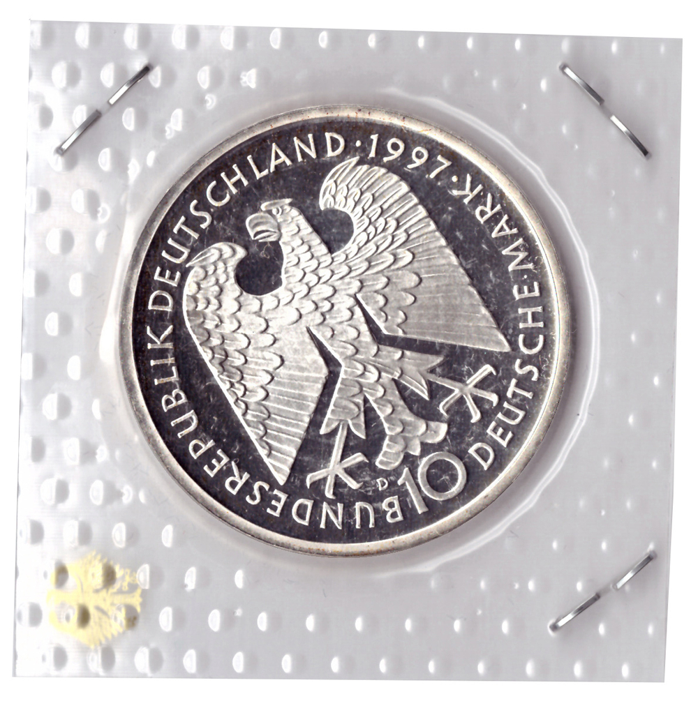10 марок 1997 год (D) 200 лет со дня рождения Генриха Гейне, Германия. PROOF в родной запайке