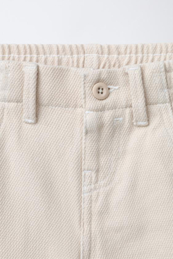 ZARA БРЮКИ BALLOON ВАФЕЛЬНЫЕ, ЭКРЮ