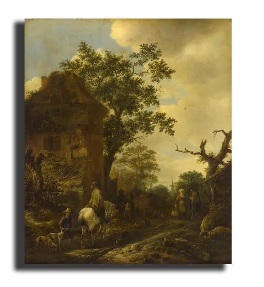 Репродукция "Исаак Янс ван Остаде - Окраина деревни с всадником"
