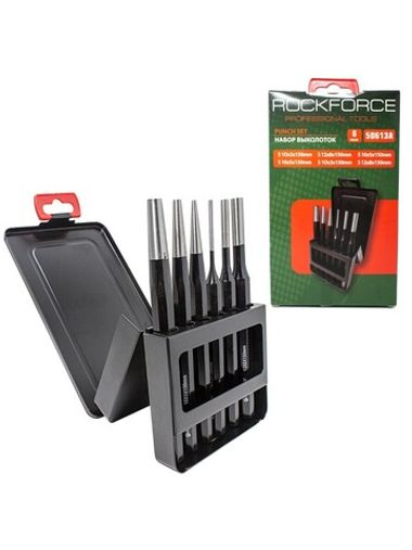 Набор выколоток, 6пр.(3х150мм-2шт., 5х150мм-2шт., 8х150мм-2шт.),в металлическом футляре RockForce##Rock FORCE RF-50613A