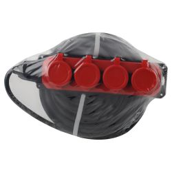 Удлинитель силовой ЭРА UK-4e-3x1,5-30m-IP44(KG) с заземлением 4 розетки каучук 30м КГ 3х1,5мм2 IP44 | Силовые удлинители