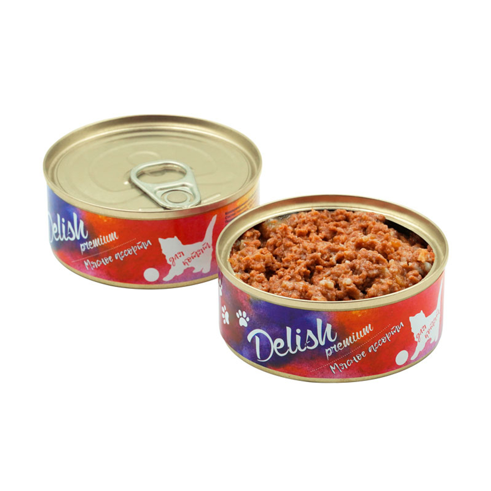 Консервы DELISH Premium для котят, мясное ассорти - 100 гр