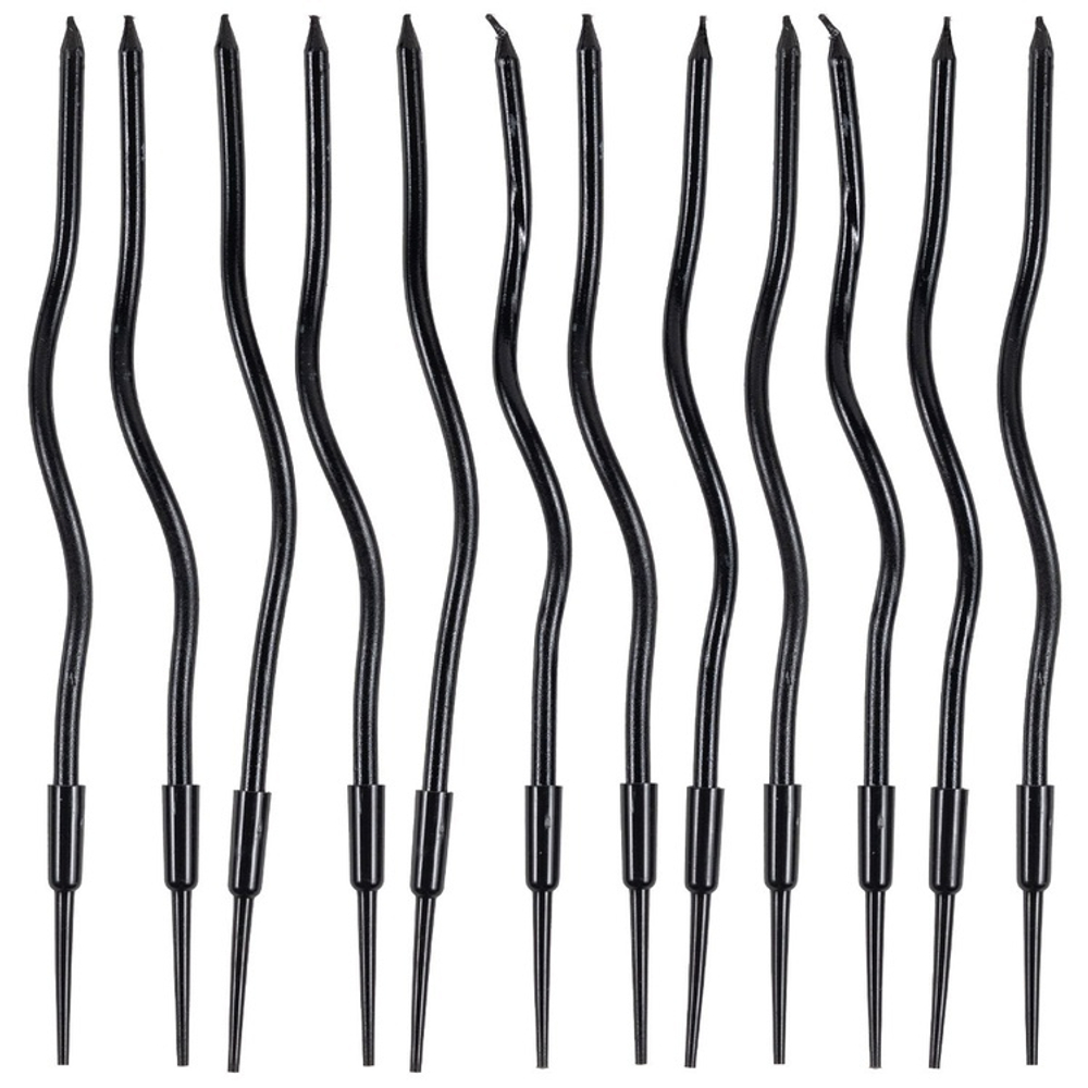 Свечи для торта «Волна» в черном цвете 13 см, 12 шт