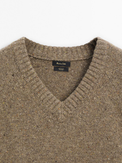 Massimo Dutti Жилет из 100% шерсти с V-образным вырезом, норка