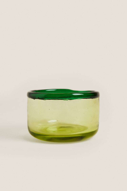 ZARA HOME СТЕКЛЯННАЯ ПИАЛА С КОНТРАСТНЫМИ ДЕТАЛЯМИ ПО КРАЯМ, ЗЕЛЕНЫЙ