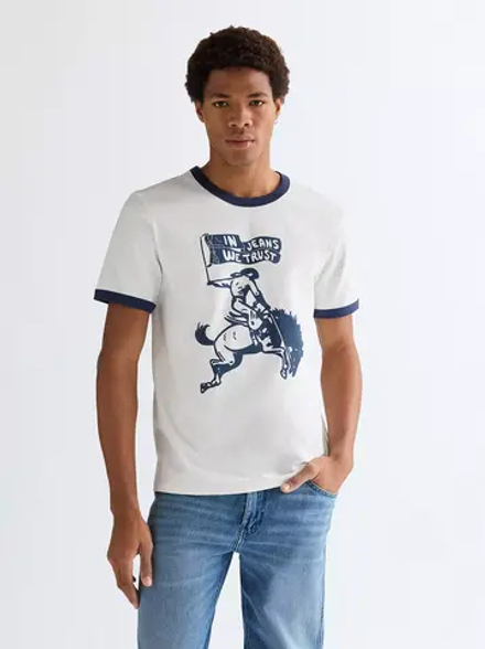 Футболка мужская WRANGLER RINGER TEE WORN WHITE