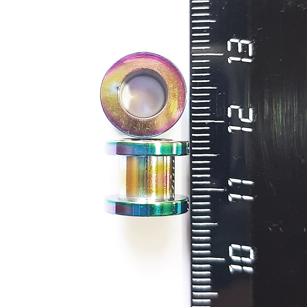 Тоннель для пирсинга ушей 8 мм диаметр. Медицинская сталь, цветное анодирование. 1 пара