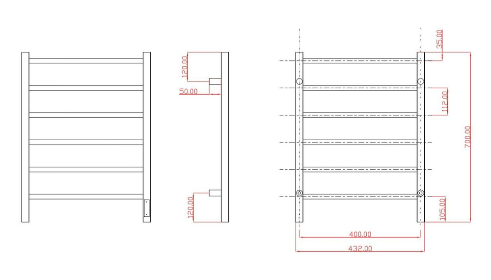 Полотенцесушитель электрический с/т Comfysan Стелла (Stella) EC-6 70/40, золото, гальваника