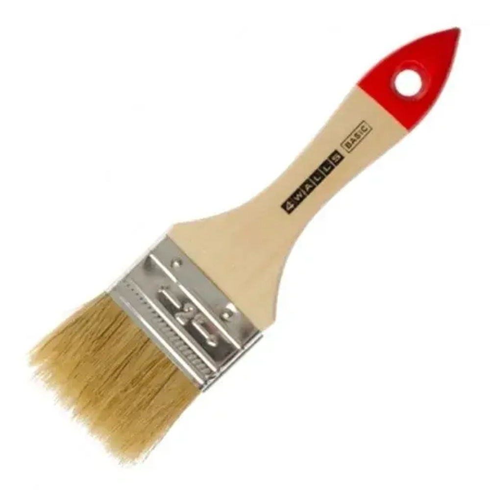 Кисть флейцевая, 75 мм, натуральная щетина, деревянная ручка, 4Walls Basic