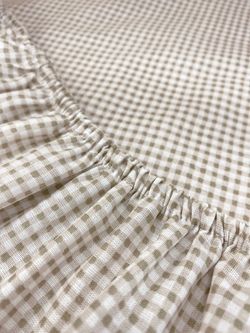 Простынь на резинке Сказка "Бежевая клеточка" 140х200 см, перкаль