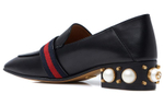 GUCCI Women"s Leather Mid Heel Loafer "Black Blue Red" Women"s