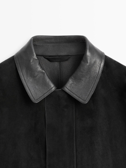 Massimo Dutti Замшевая куртка с карманами, черный