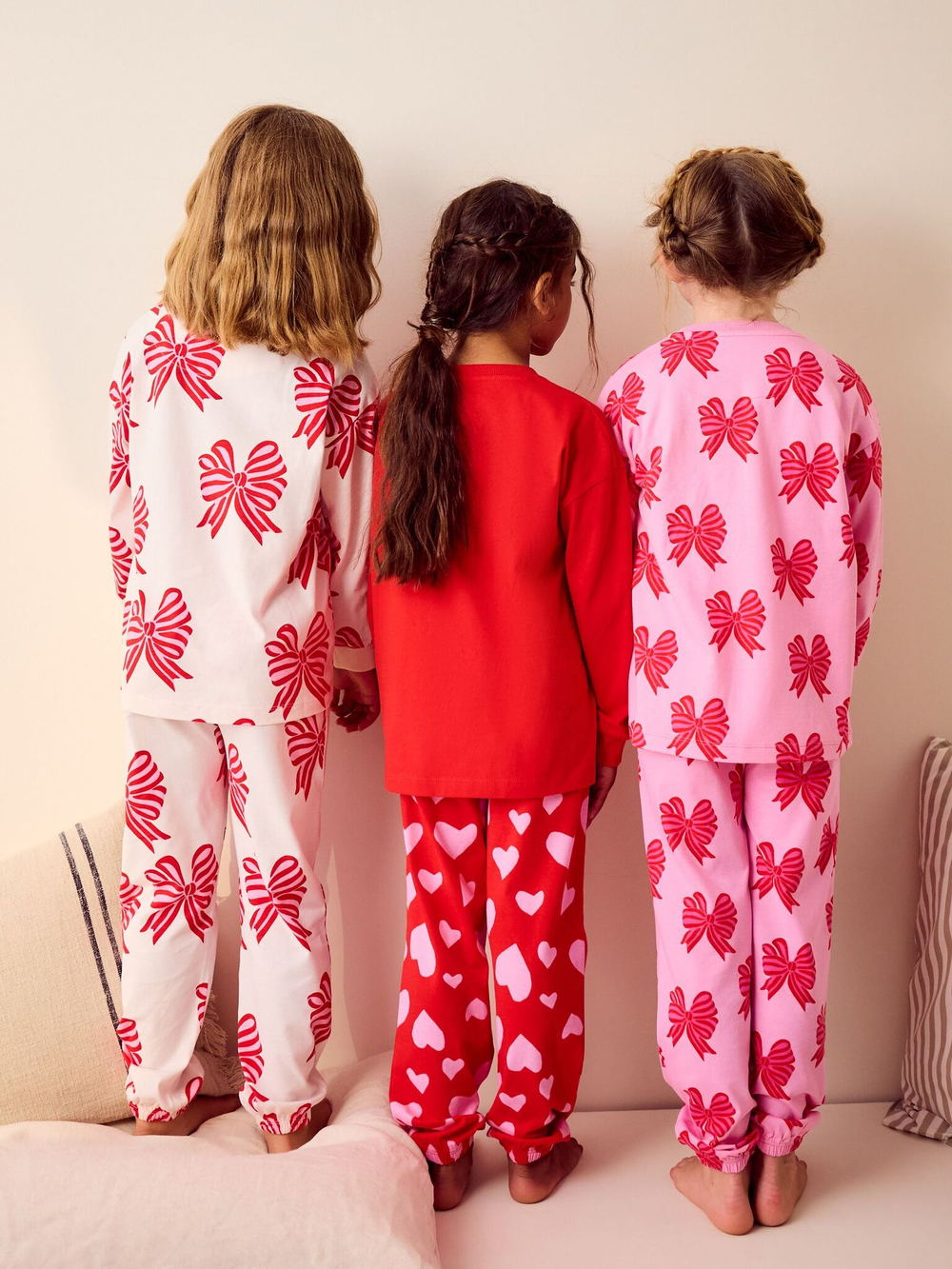 Пижама для девочки Next B65-025, 3 шт., Молочный, Красный, Розовый