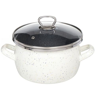 Кастрюля сталь, эмал, 3 л, с крыш, Сантэкс, Гранит цветной, 1-2430111, индукц