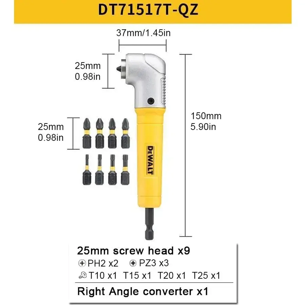 DEWALT Адаптеров для торцевых головок, с Набор бит 9 x 25 мм,90 градусами привод удлинитель отвертка DT71517T-QZ