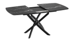 Стол кухонный обеденный раздвижной Черный муар/Стекло матовое черный мрамор 134(173)х90х75 см