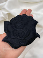 Нашивка роза черная  11,5 см