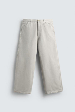 ZARA ДЖИНСЫ BAGGY FIT, ЭКРЮ