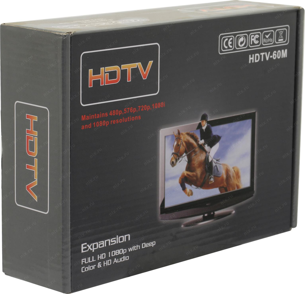 Удлинитель HDMI по «витой паре» (HDMI 19F -> RJ45 -> HDMI 19F, до 60м) +б.п.