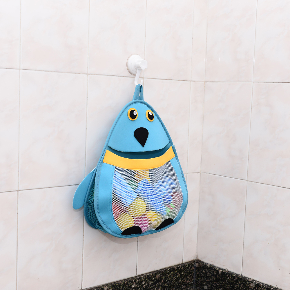 Сетка-органайзер для хранения игрушек в ванной/Пингвин, 38*36см, +2 крючка в подарок!