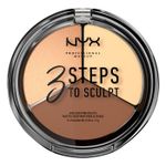 Тройная палетка для контуринга, скульптурирования лица NYX 3 STEPS TO SCULPT FACE SCULPTING PALETTE - Light