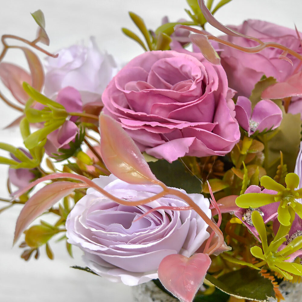 Цветы искусственные в кашпо, полистоун, PVC (фиолетовый)