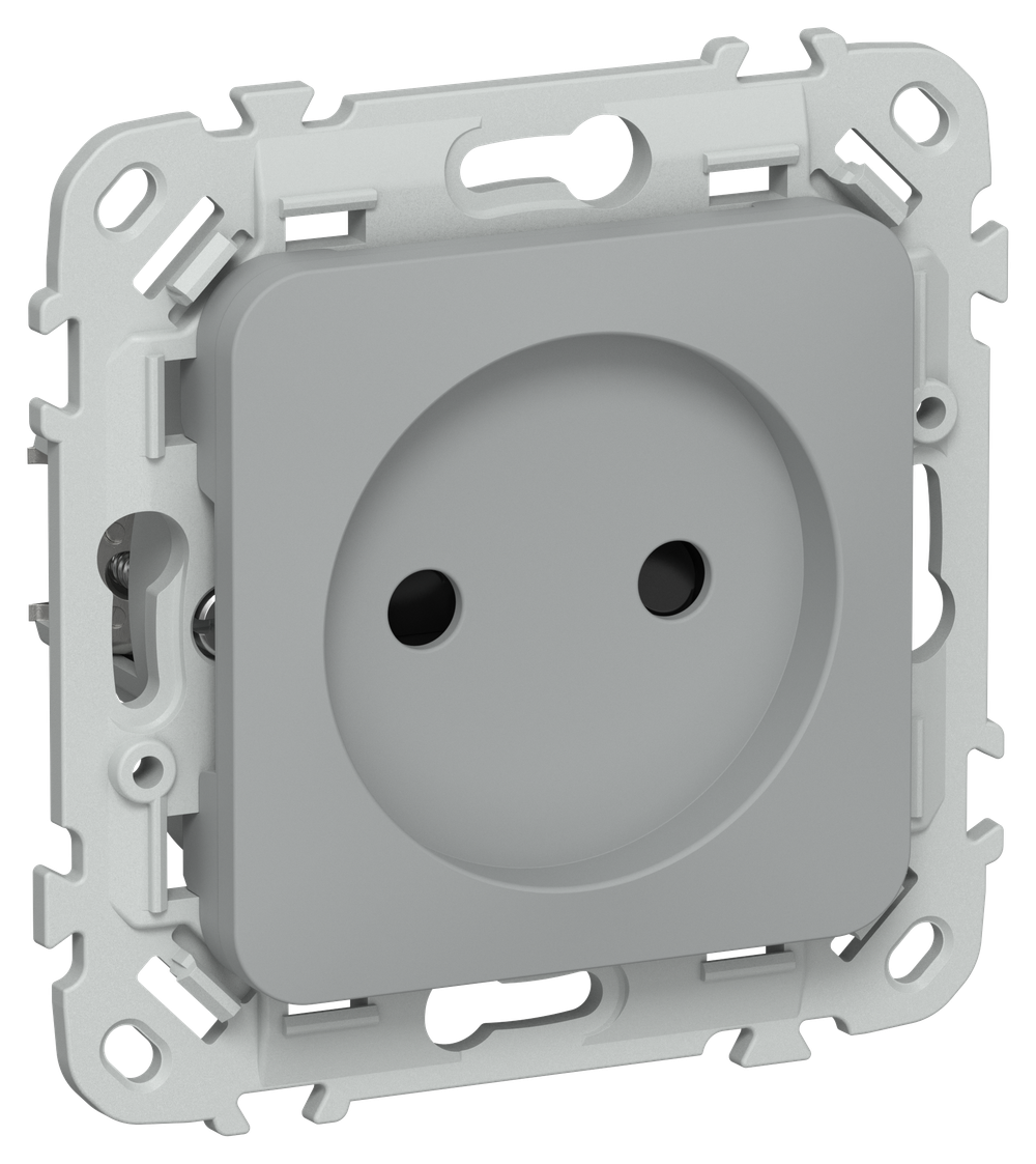 FLITE Розетка без заземления с защитными шторками безвинтовое крепление 10А РСш01-1-ФлС серый IEK