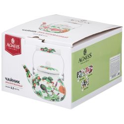 ЧАЙНИК AGNESS ЭМАЛИРОВАННЫЙ СЕРИЯ "ФРУКТОВАЯ КОРЗИНА", 2,5 Л