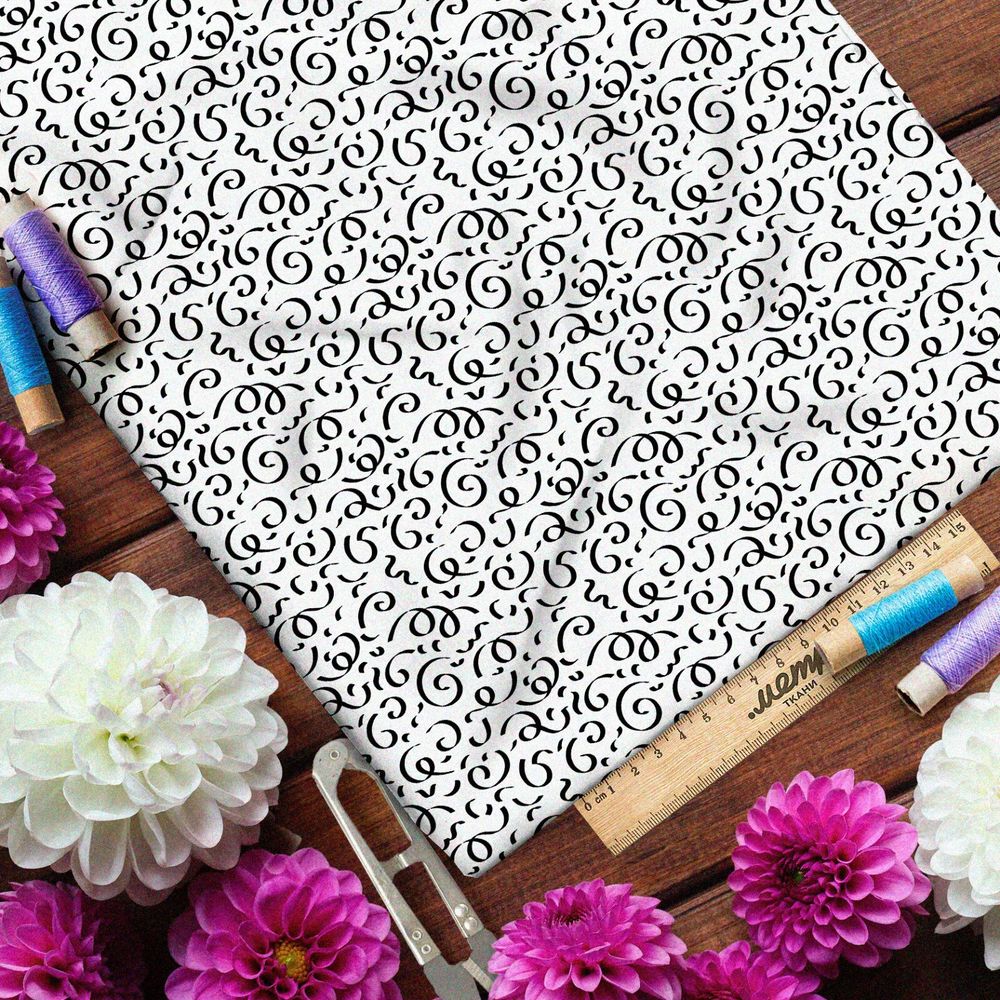 Ткань шелк Армани мелкие каллиграфические узоры на бежевом фоне