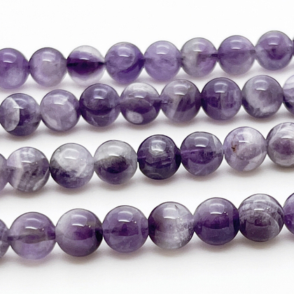 Аметист бусины, диаметр 7,6-7,8 мм, цена за 24 шт (1/2 нити)