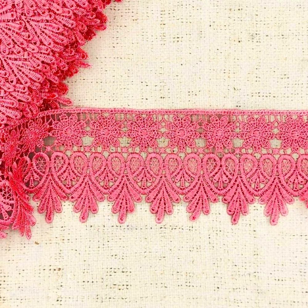 Кружево плетеное, ш. 8,5 см, кораллово-розовый