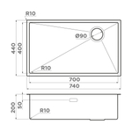 Кухонная мойка Omoikiri Taki 74-U/IF-LG Side