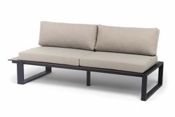 "Тулон" правый модуль, каркас алюминий, HPL "дуб", черный муар, ткань бежевая 15052