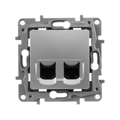 Розетка компьютерная двойная RJ45 категория 5e UTP алюминий ETIKA Legrand