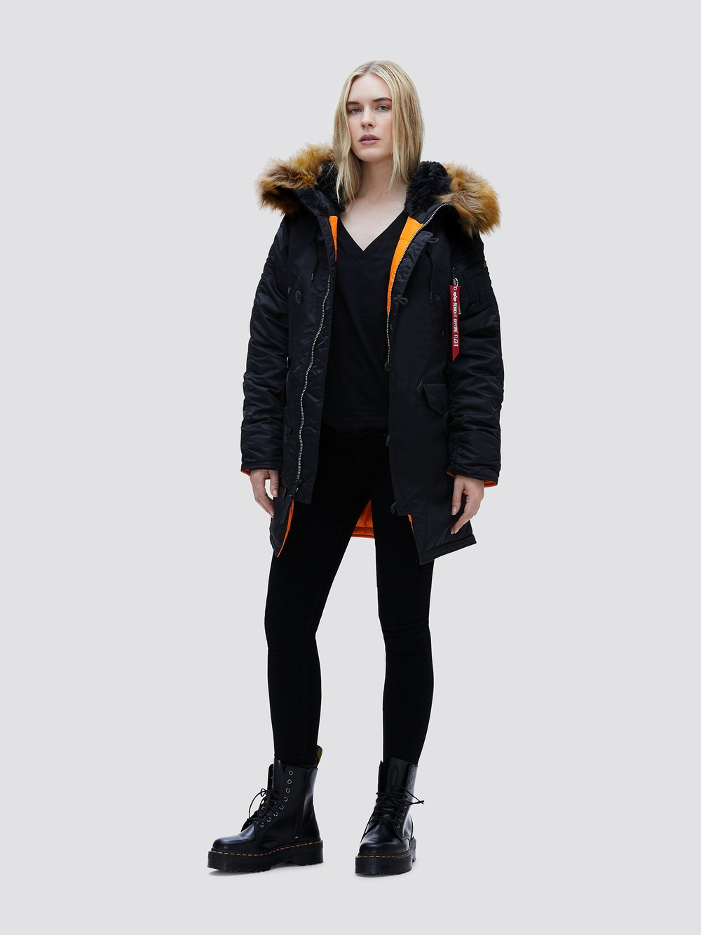 Alpha N-3B W Parka (черный/оранж - black/orange)