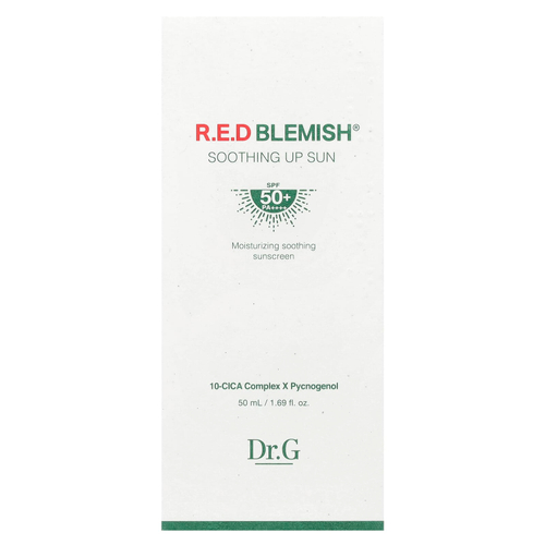 Dr. G, RED Blemish, успокаивающий солнцезащитный крем, SPF 50+/PA++++, 50 мл (1,69 жидк. унции)