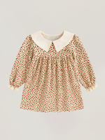 Платье с воротником в цветочек, Бежевый