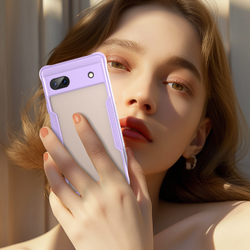 Чехол с фиолетовыми боковыми рамками для Google Pixel 6a, задняя крышка прозрачная тонированная