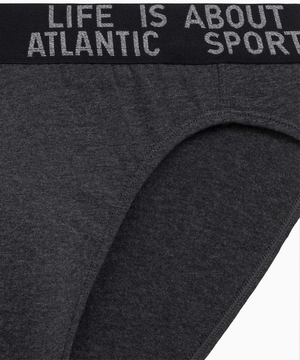 Мужские трусы слипы спорт Atlantic, набор 3 шт., хлопок, тёмно-серый меланж + медно-багряный меланж + коричневый меланж, 3MP-209