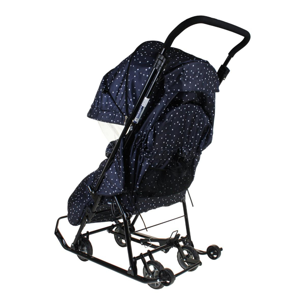 Санки-коляска "Наши Детки 3-1К" синий со звездочками